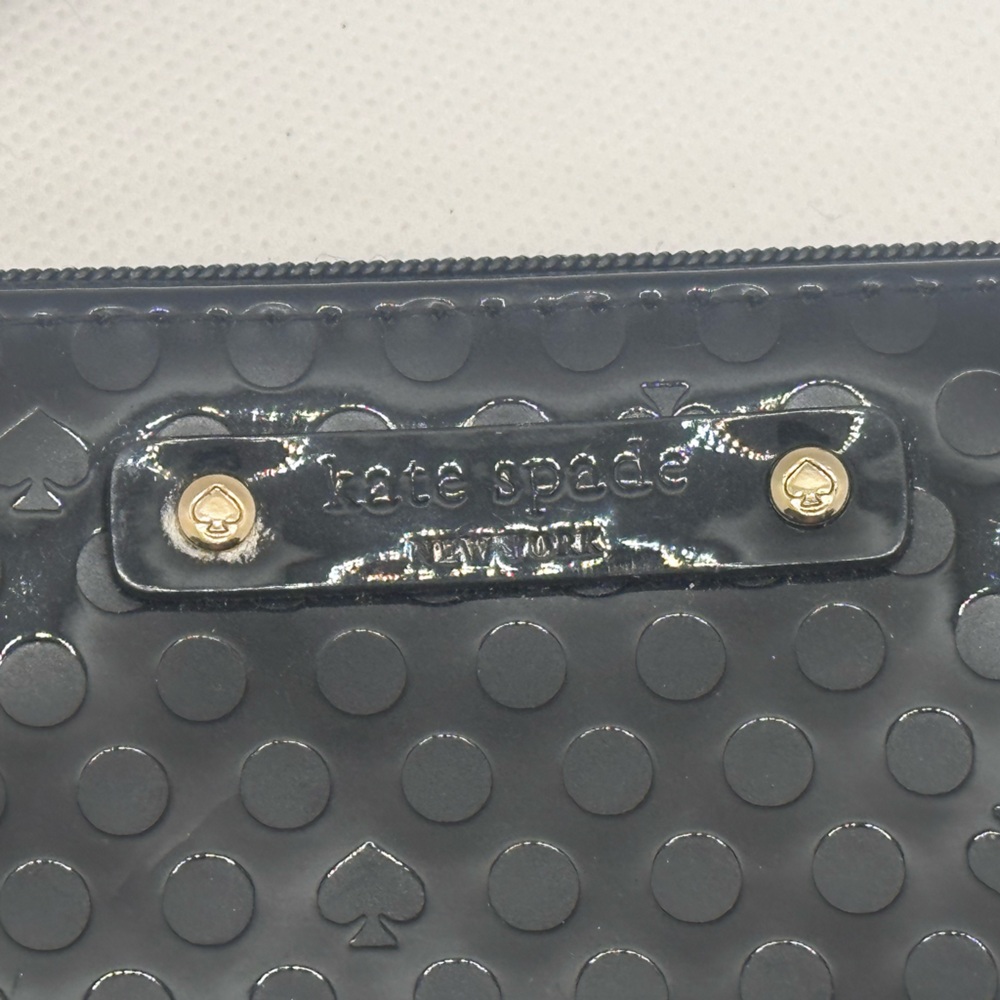 Kate Spade Black Polka Dot Patent Leather Wristlet Clutch | Y2K Chic - Picture 3 of 7